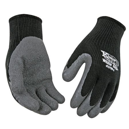 WARM GRIP Protective Gloves, Men's, M, 11 in L, Wing Thumb, Knit Wrist Cuff, Acrylic, Black 1790-M